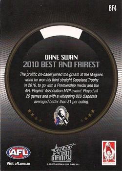 2011 Select AFL Infinity - Best & Fairest #BF4 Dane Swan Back